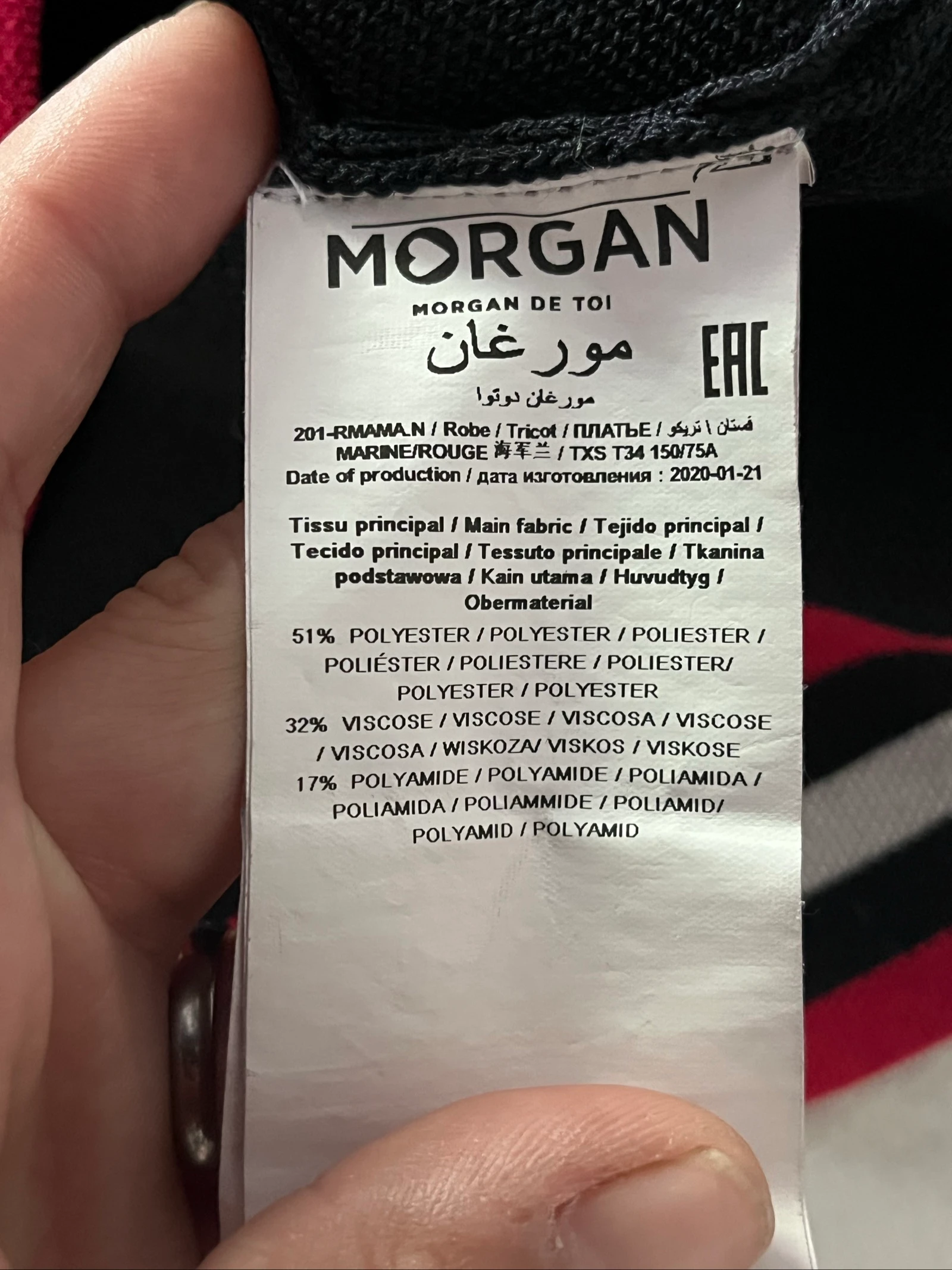Rode en zwarte Morgan-jurk / 201-RMAMA.N maat 34 – photo 4